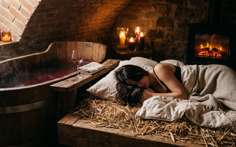 Private beer bath in an oak tub and wine bath at Lázně Pramen Dejvická