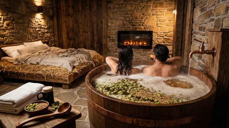 Spa room with beer bath at Lázně Pramen – Dejvice